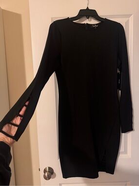 Lulu's Black Long Sleeve Sheath Dress with Ladder Split Cuffs XL with tags